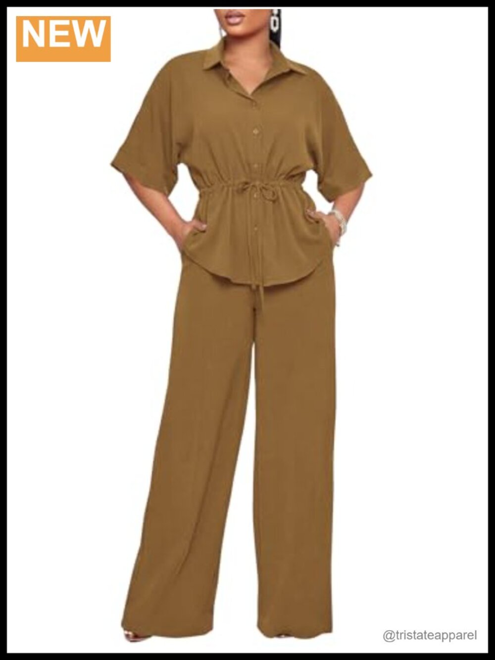 Ekaliy Women's Two Piece Pantsuit Set Peplum Top Wide Leg Pants Business
